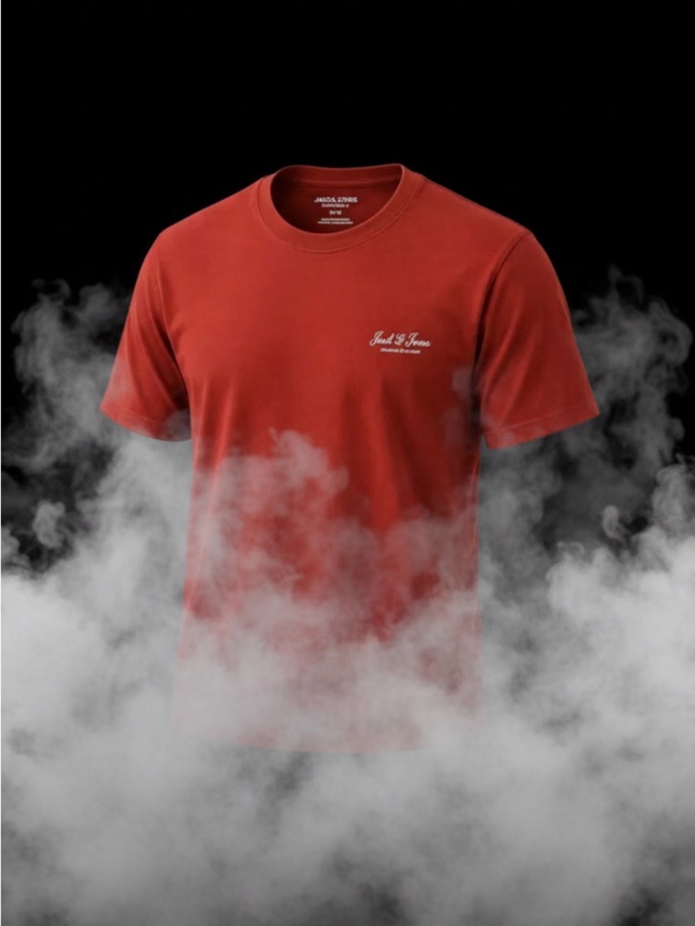 100% Cotton Jack & Jones Rust Red Crew Neck T-Shirt with Subtle Chest Script